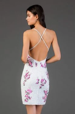 SCALA - 60041 Multicolored Sequined Deep Halter V-neck Sheath Dress 13 SCALA - 60041 Multicolored Sequined Deep Halter V-neck Sheath Dress