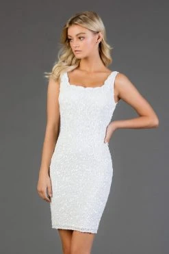 SCALA - 60046 Sequined Scalloped Square Cocktail Dress 10 SCALA - 60046 Sequined Scalloped Square Cocktail Dress