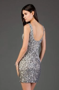 SCALA - 60046 Sequined Scalloped Square Cocktail Dress 13 SCALA - 60046 Sequined Scalloped Square Cocktail Dress