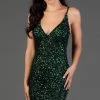 SCALA - 60060 Allover Sequin Sexy V Neckline Fitted Cocktail Dress