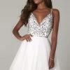 SCALA - 60076 V-Neck Sequined Bodice Short A-Line Dress