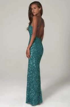 SCALA - 60090 Halter Neck Sequin Sheath Dress