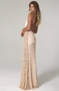SCALA - 60096 V-Neck Sequined Long Dress
