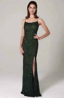 SCALA - 60100 Scoop Sequined Column Dress