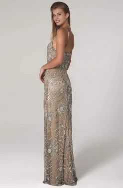 SCALA - 60101 Embellished V-Neck Long Column