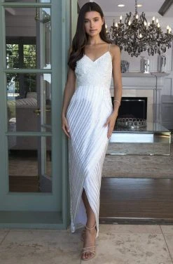 SCALA - 60112 V-Neck Open Back Bead Sheath Dress