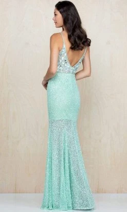 Scala - 60217 Beaded V Neck Trumpet Dress