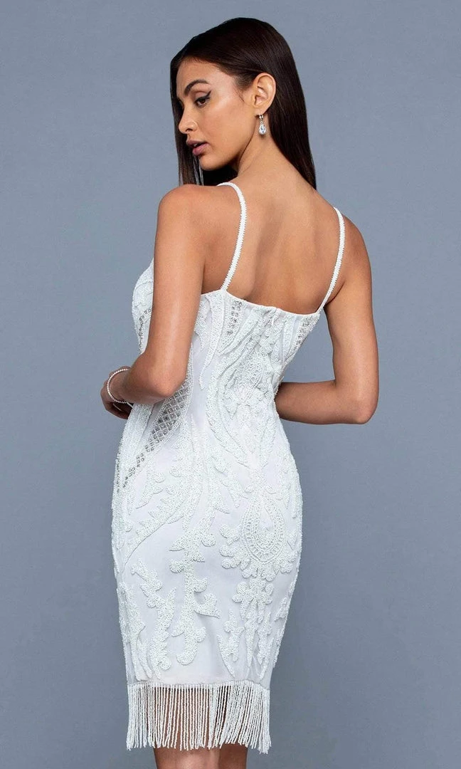 SCALA - 60239 Square Neck Beaded Short Dress 8 SCALA - 60239 Square Neck Beaded Short Dress