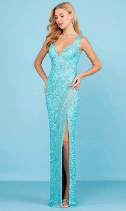 SCALA - 60259 Bead-Fringed High Slit Gown 16 SCALA - 60259 Bead-Fringed High Slit Gown