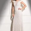 Scala - Cap Sleeve Sequined Long Dress In Lead/Port 48569