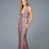 SCALA - Sequined Deep V-neck Fitted Dress 48983 - 1 Pc Amethyst In Size 2 Available