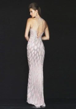 Sherri Hill - 50380 Embellished Halter Sheath Dress With Strappy Back