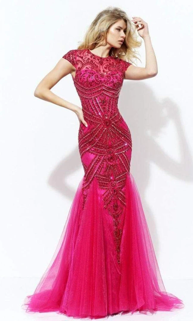 Sherri Hill - 50516 Illusion Neckline Cap Sleeve Beaded Mermaid Dress 5 Sherri Hill - 50516 Illusion Neckline Cap Sleeve Beaded Mermaid Dress