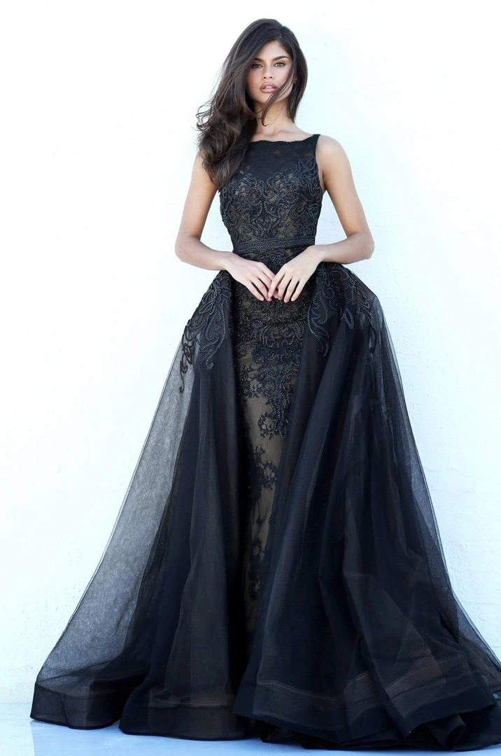 Sherri Hill - 50768 Applique Bateau Sheath Dress With Overskirt 3 Sherri Hill - 50768 Applique Bateau Sheath Dress With Overskirt