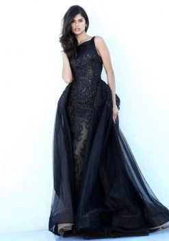 Sherri Hill - 50768 Applique Bateau Sheath Dress With Overskirt 10 Sherri Hill - 50768 Applique Bateau Sheath Dress With Overskirt