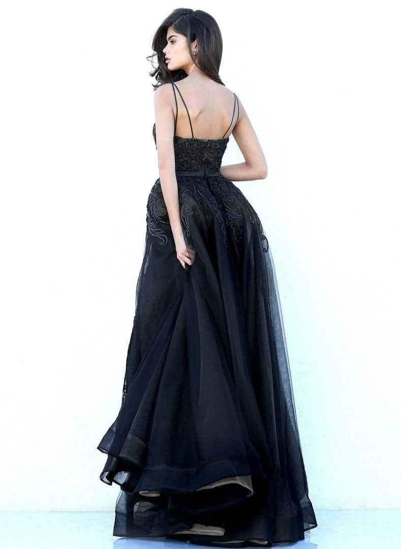 Sherri Hill - 50768 Applique Bateau Sheath Dress With Overskirt 4 Sherri Hill - 50768 Applique Bateau Sheath Dress With Overskirt