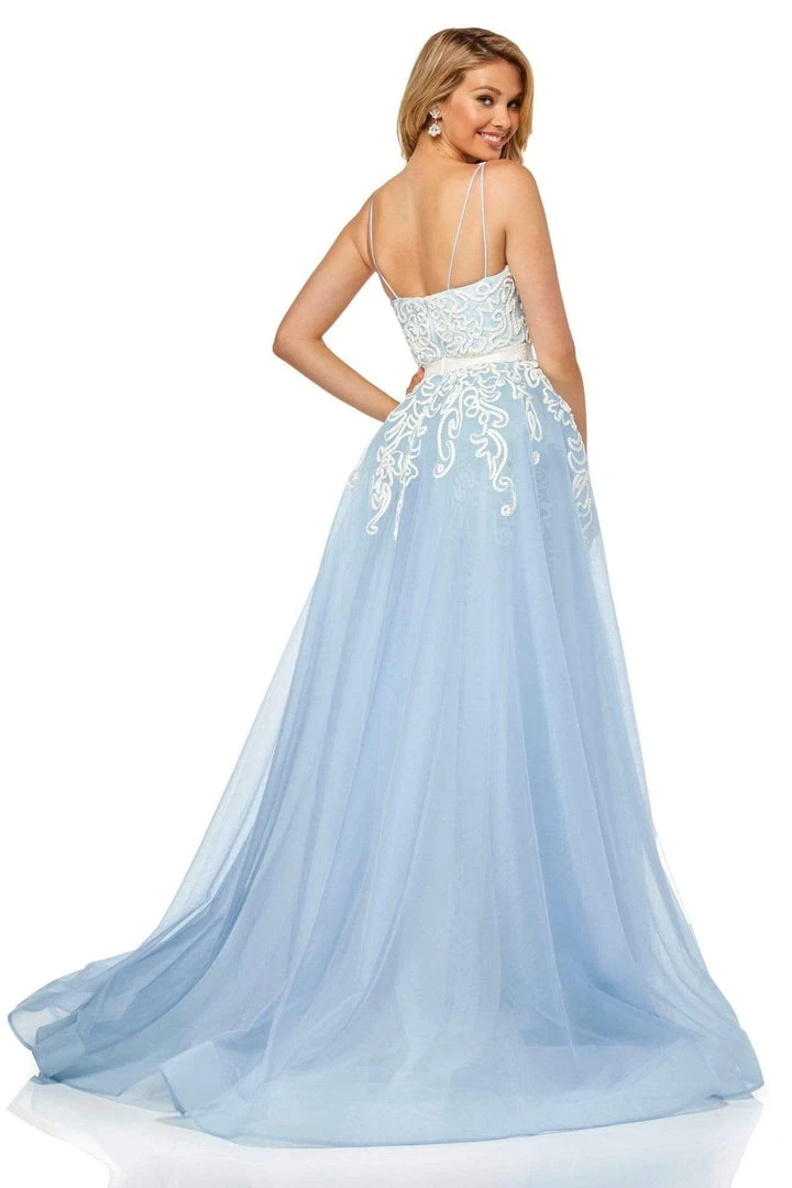 Sherri Hill - 50768 Applique Bateau Sheath Dress With Overskirt 7 Sherri Hill - 50768 Applique Bateau Sheath Dress With Overskirt