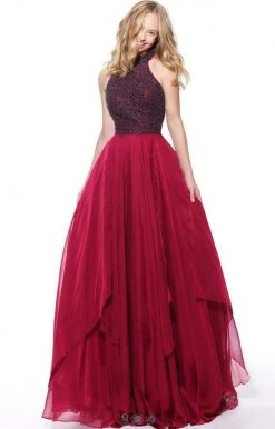 Sherri Hill - 50808 Beaded Halter Neck Chiffon Gown