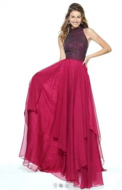 Sherri Hill - 50808 Beaded Halter Neck Chiffon Gown