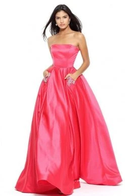 Sherri Hill - 50812 Strapless A Line Satin Dress With Beaded Pockets