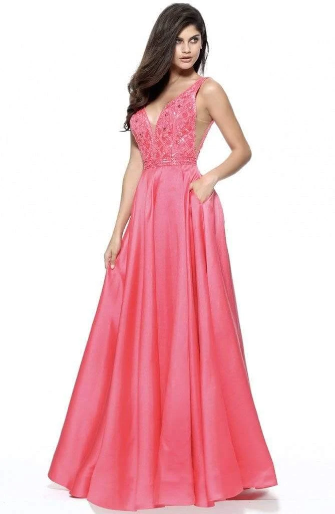Sherri Hill - 50964 Embellished Deep V-Neck A-Line Gown 5 Sherri Hill - 50964 Embellished Deep V-Neck A-Line Gown