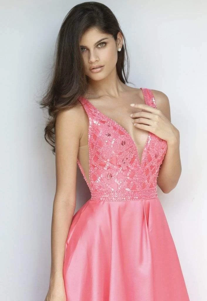 Sherri Hill - 50964 Embellished Deep V-Neck A-Line Gown 6 Sherri Hill - 50964 Embellished Deep V-Neck A-Line Gown