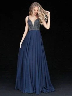 Sherri Hill - 51009 Beaded V- Neckline A Line Chiffon Dress