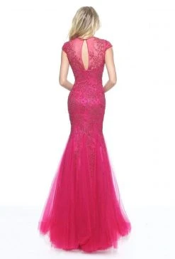 Sherri Hill - 51117 Cap Sleeved Fitted Floral Beaded Dress