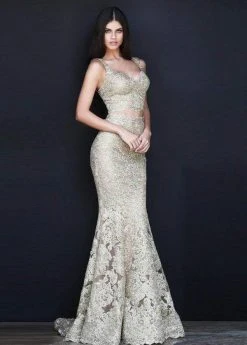 Sherri Hill - 51192 Two-Piece Metallic Lace Mermaid Dress