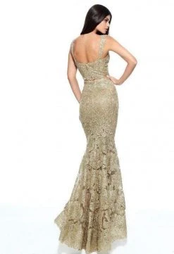 Sherri Hill - 51192 Two-Piece Metallic Lace Mermaid Dress