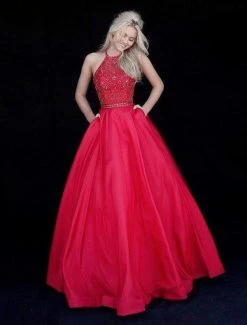 Sherri Hill - 51242 Beaded Halter Bodice Taffeta Ballgown 13 Sherri Hill - 51242 Beaded Halter Bodice Taffeta Ballgown