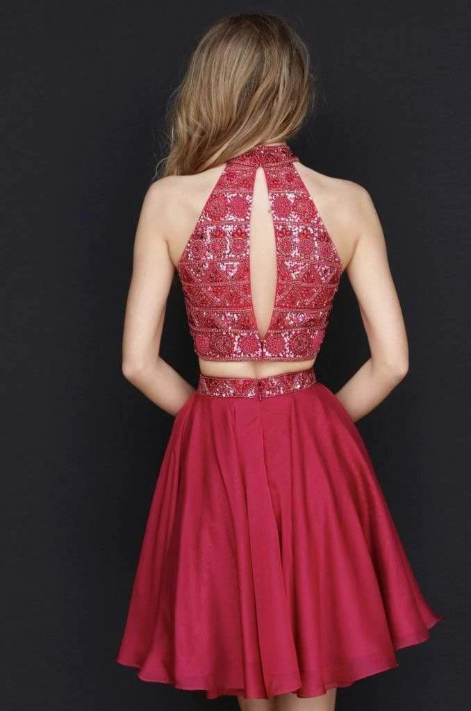 Sherri Hill - 51297 Beaded High Halter Two Piece Short Dress 4 Sherri Hill - 51297 Beaded High Halter Two Piece Short Dress