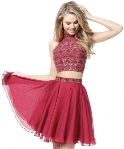 Sherri Hill - 51297 Beaded High Halter Two Piece Short Dress 12 Sherri Hill - 51297 Beaded High Halter Two Piece Short Dress