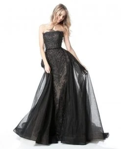 Sherri Hill - 51384 Strapless Embroidered Sheath Dress With Overskirt 10 Sherri Hill - 51384 Strapless Embroidered Sheath Dress With Overskirt