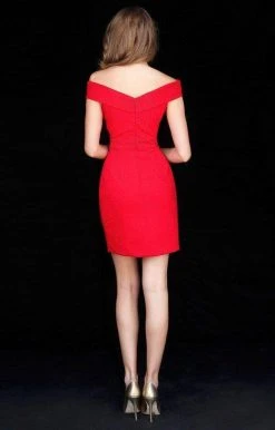 Sherri Hill - 51425 Off Shoulder Short Fitted Beaded Dress