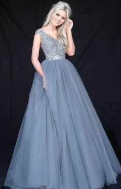 Sherri Hill - 51447 Embellished Wide V-neck Ballgown