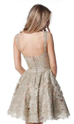 Sherri Hill - 51521 Short Sweetheart Metallic Lace A Line Dress