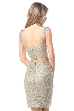 Sherri Hill - 51522 Two Piece V-Neck Short Lace Dress