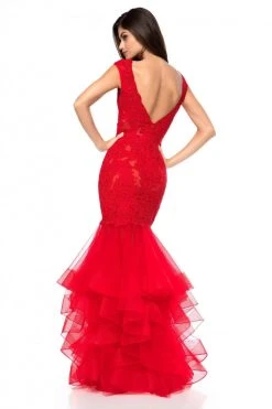 Sherri Hill - 51564 Beaded Lace Tiered Trumpet Dress