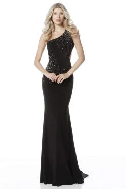 Sherri Hill - 51566 Embellished One Shoulder Jersey Trumpet Dress