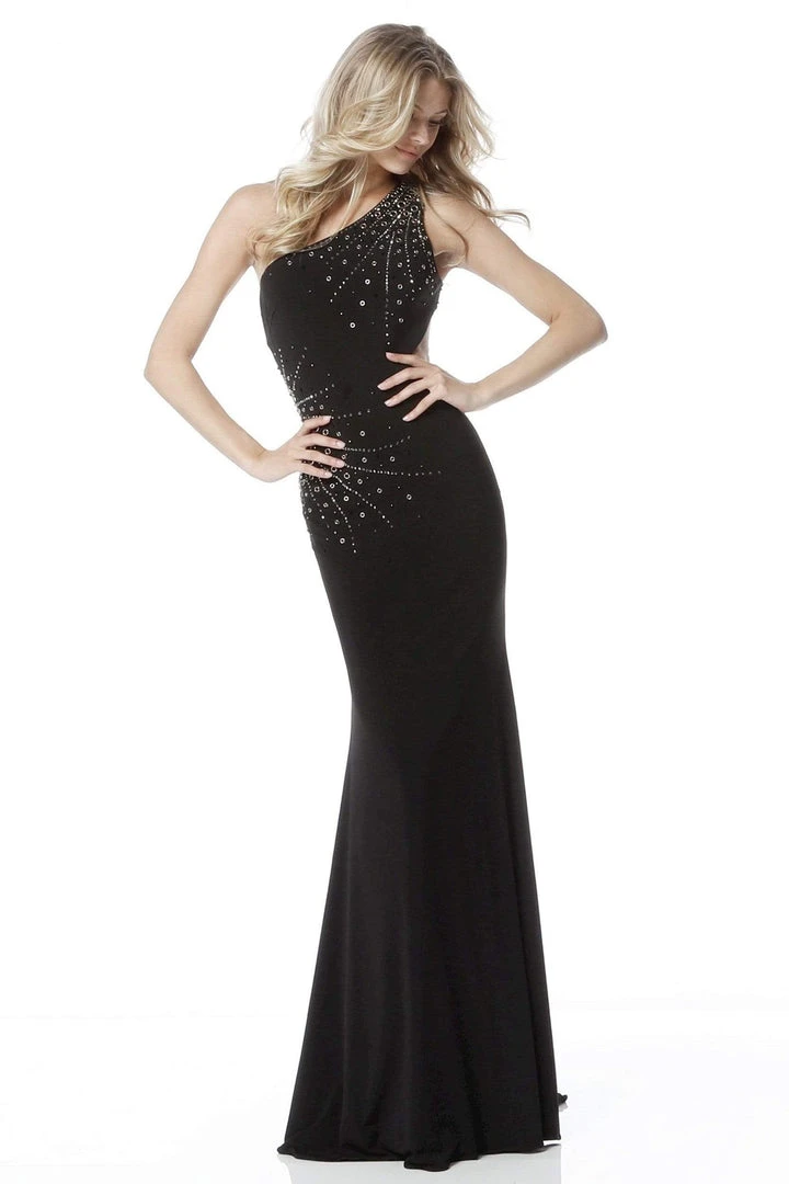 Sherri Hill - 51566 Embellished One Shoulder Jersey Trumpet Dress 6 Sherri Hill - 51566 Embellished One Shoulder Jersey Trumpet Dress