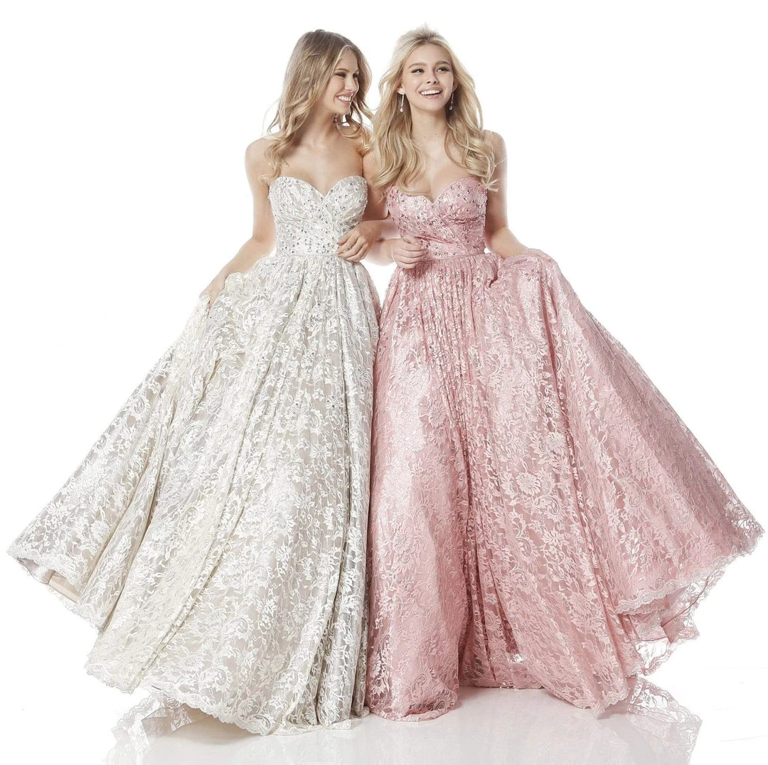 Sherri Hill - 51574 Bead Appliqued Strapless Lace Ballgown 6 Sherri Hill - 51574 Bead Appliqued Strapless Lace Ballgown