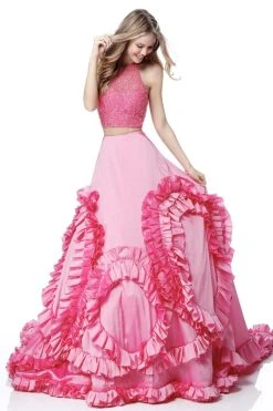 Sherri Hill - 51577 Beaded Two Piece Ruffled Ballgown