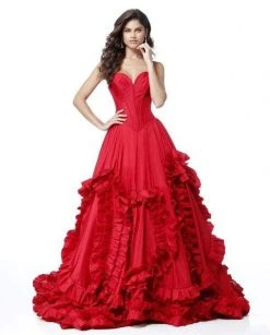Sherri Hill - 51578 Long Plunging Sweetheart Ruffled Ballgown 18 Sherri Hill - 51578 Long Plunging Sweetheart Ruffled Ballgown