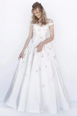 Sherri Hill - 51580 Floral Applique Off-Shoulder Ballgown 5 Sherri Hill - 51580 Floral Applique Off-Shoulder Ballgown