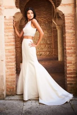 Sherri Hill - 51581 Two Piece Halter Satin Mermaid Dress