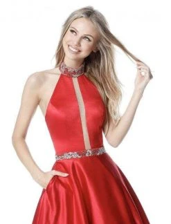 Sherri Hill - 51589 Illusion Cutout High Neckline A Line Dress