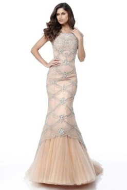 Sherri Hill - 51593 Beaded Lace Bateau Mermaid Dress