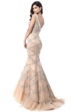 Sherri Hill - 51593 Beaded Lace Bateau Mermaid Dress