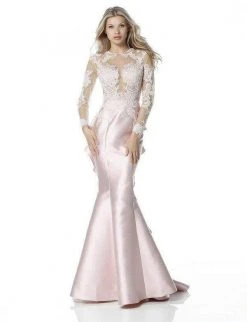 Sherri Hill - 51606 Long Sleeve Lace Mikado Mermaid Dress 12 Sherri Hill - 51606 Long Sleeve Lace Mikado Mermaid Dress